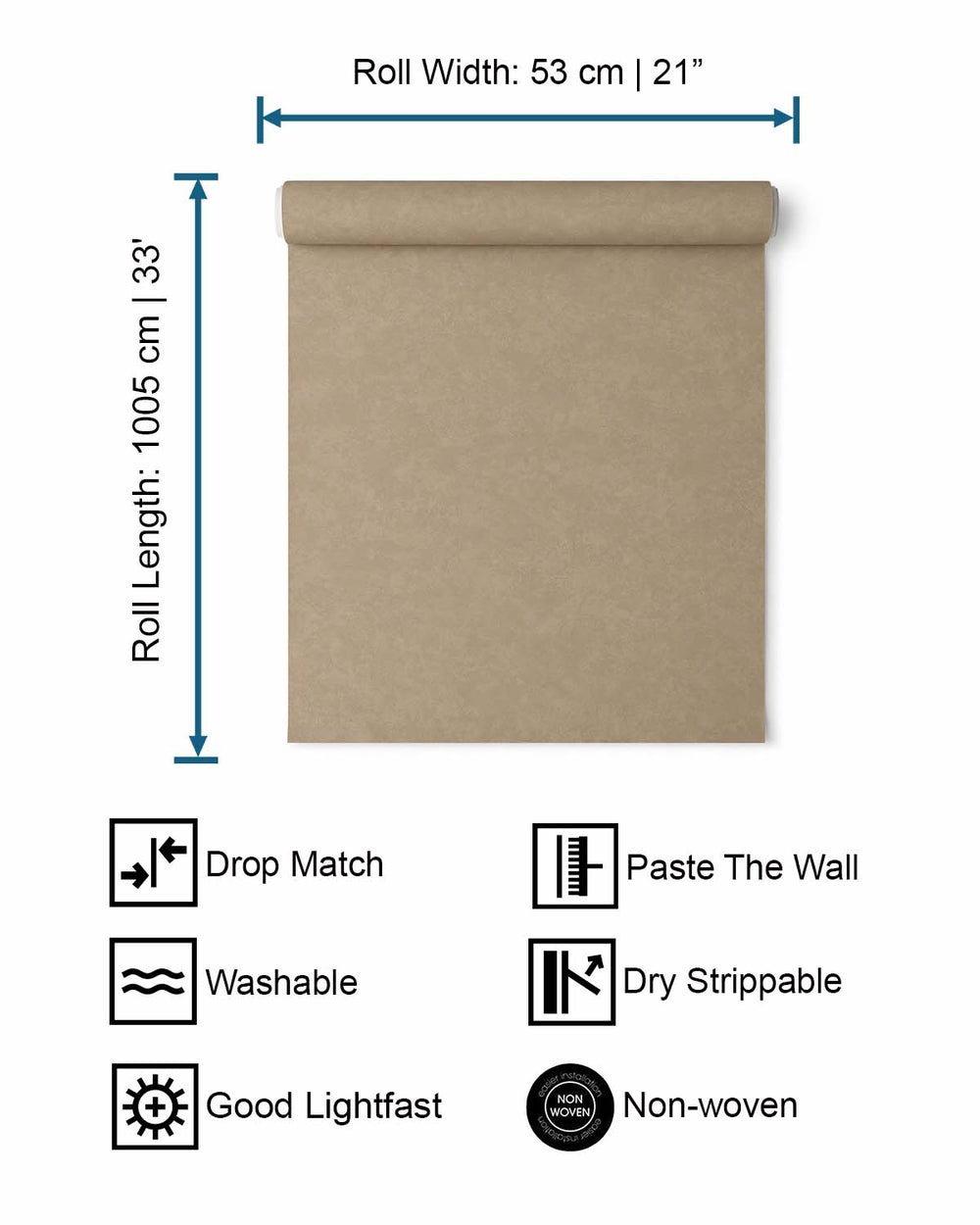Taupe Cloudy Like Plain Textured Wallpaper R8984