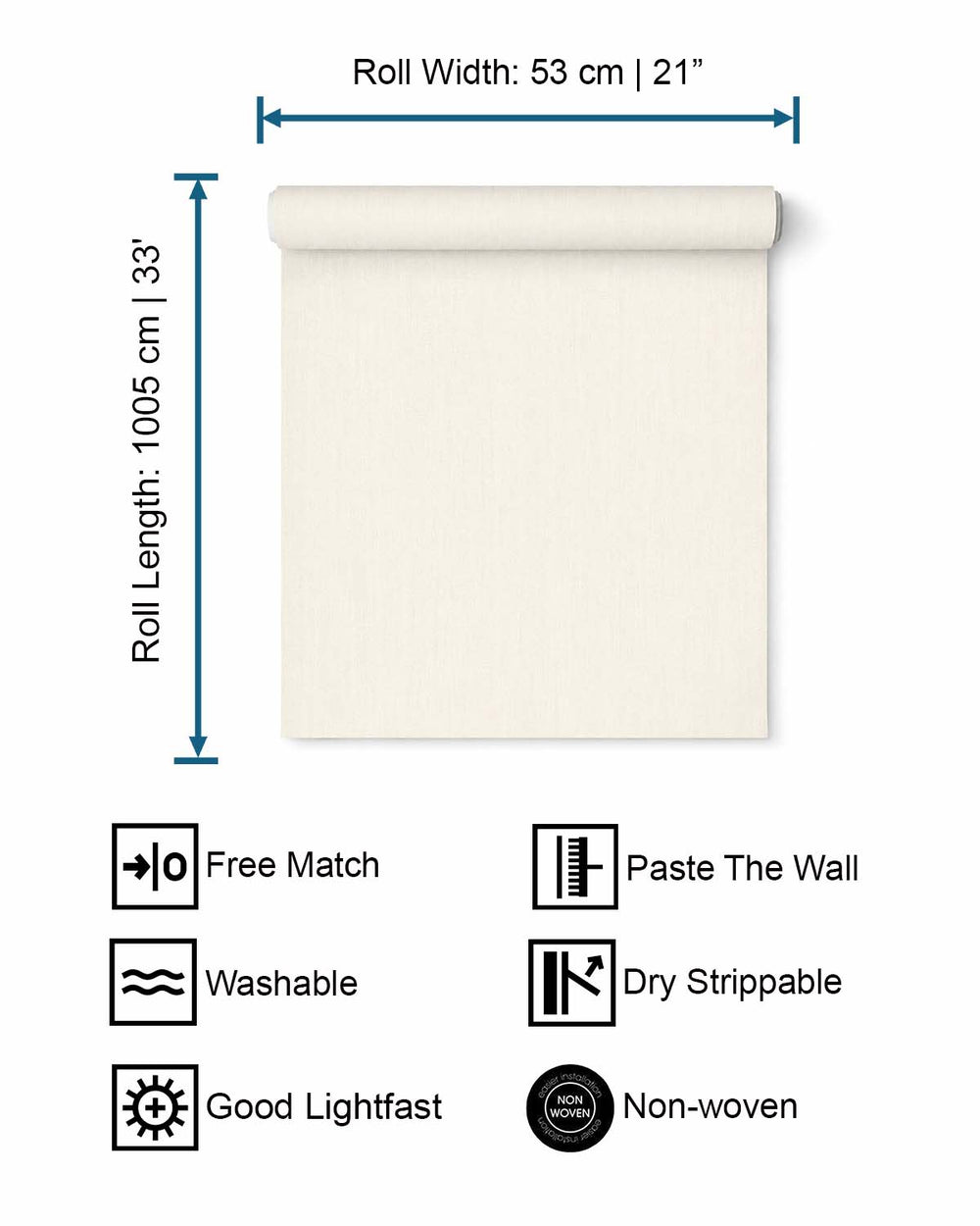 White Plain Textured Wallpaper R9016