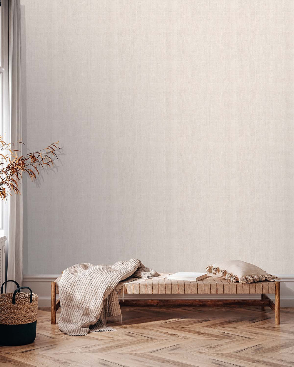 Light Taupe Plain Textured Wallpaper R9017