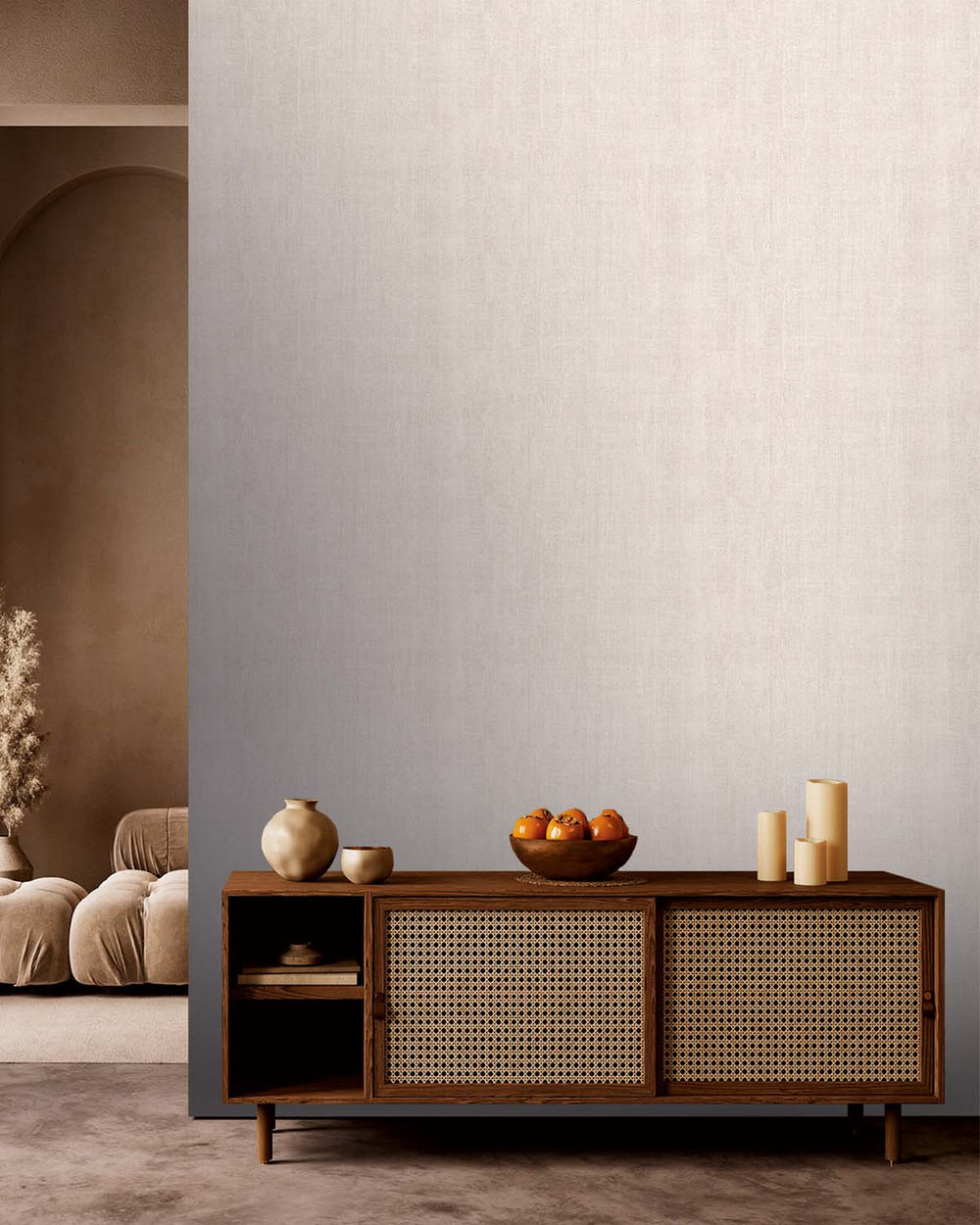Light Taupe Plain Textured Wallpaper R9017