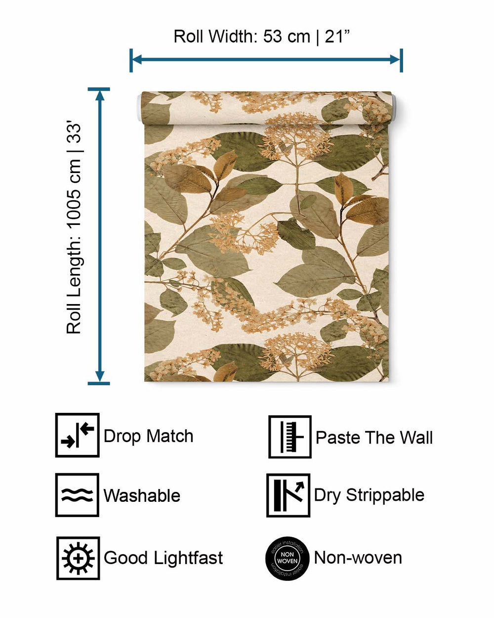 Apricot Orange Botanical Leaves Wallpaper R9130