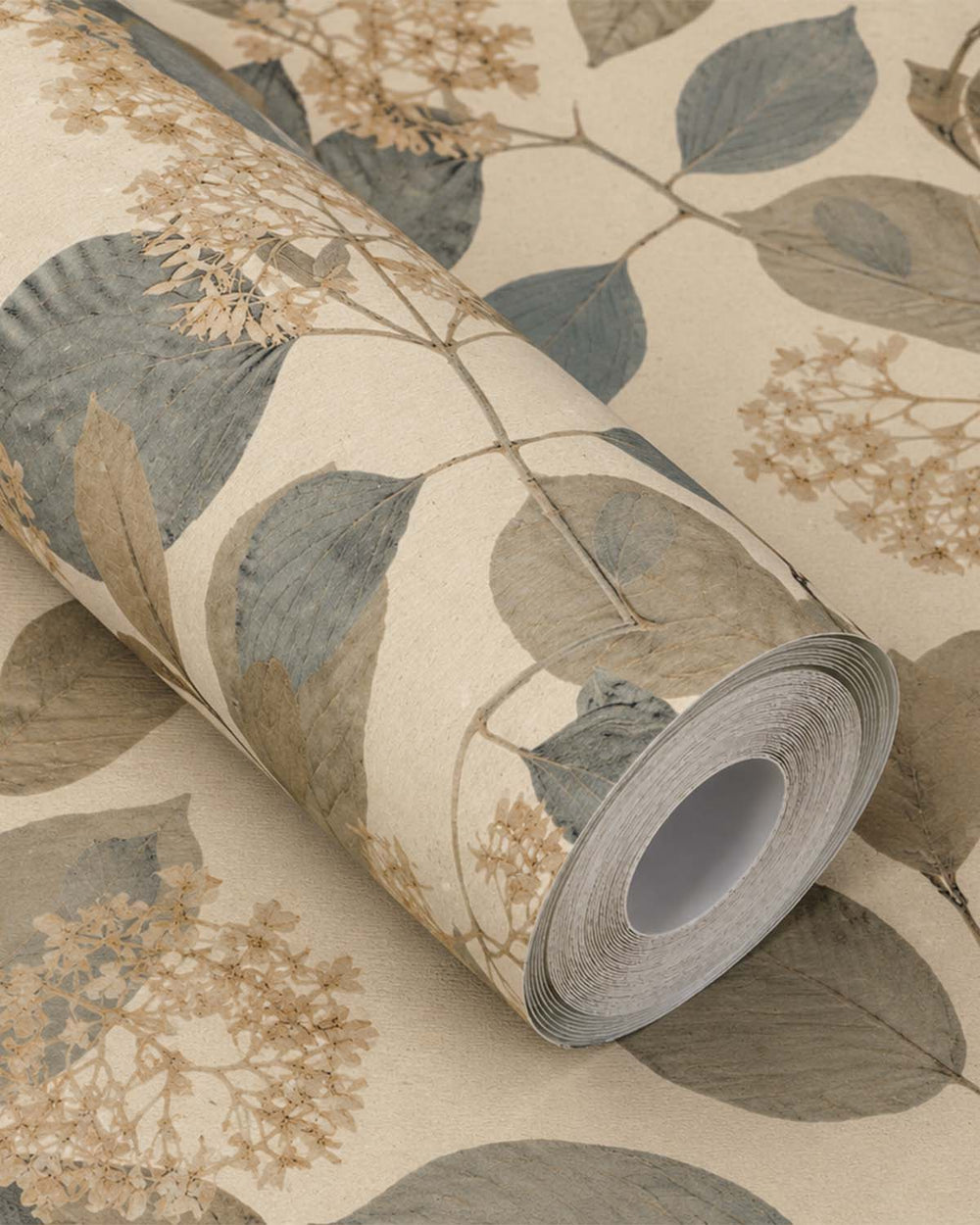 Blue Beige Botanical Leaves Wallpaper R9131
