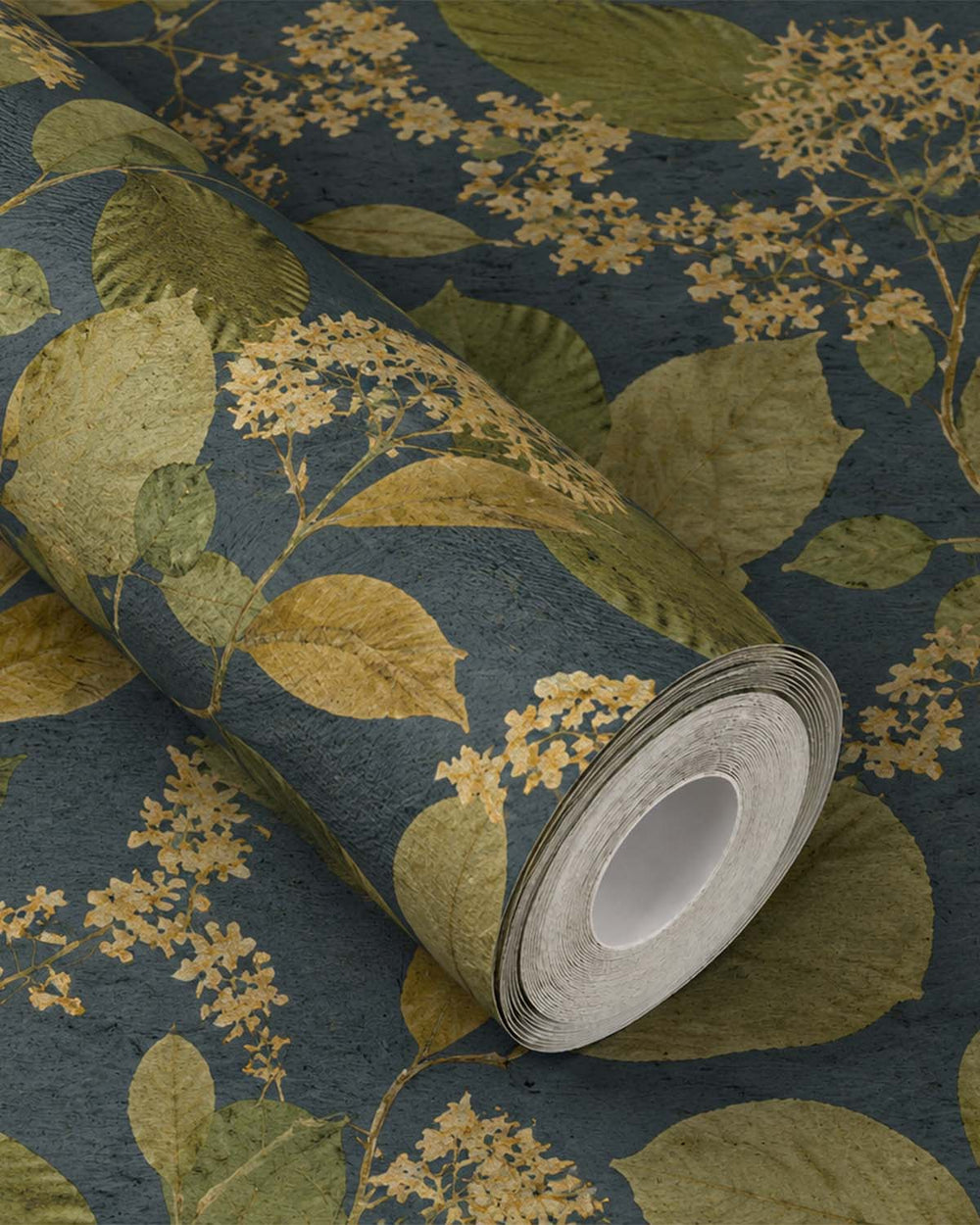 Midnight Blue Botanical Leaves Wallpaper R9132