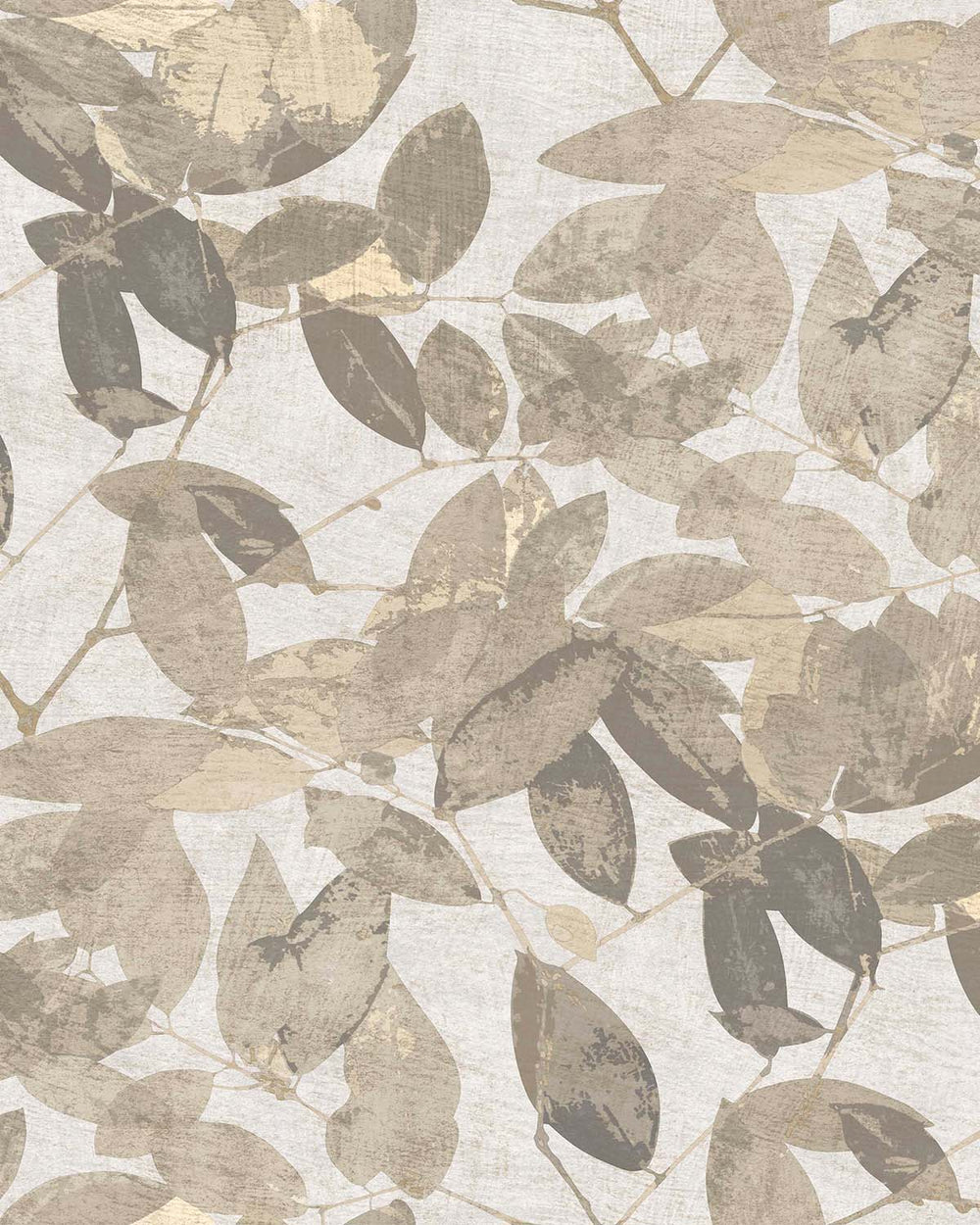 Warm Taupe Beech Tree Leaves Botanical Wallpaper R9144