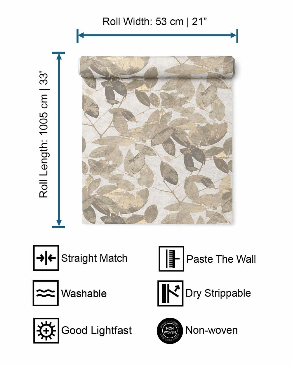 Warm Taupe Beech Tree Leaves Botanical Wallpaper R9144