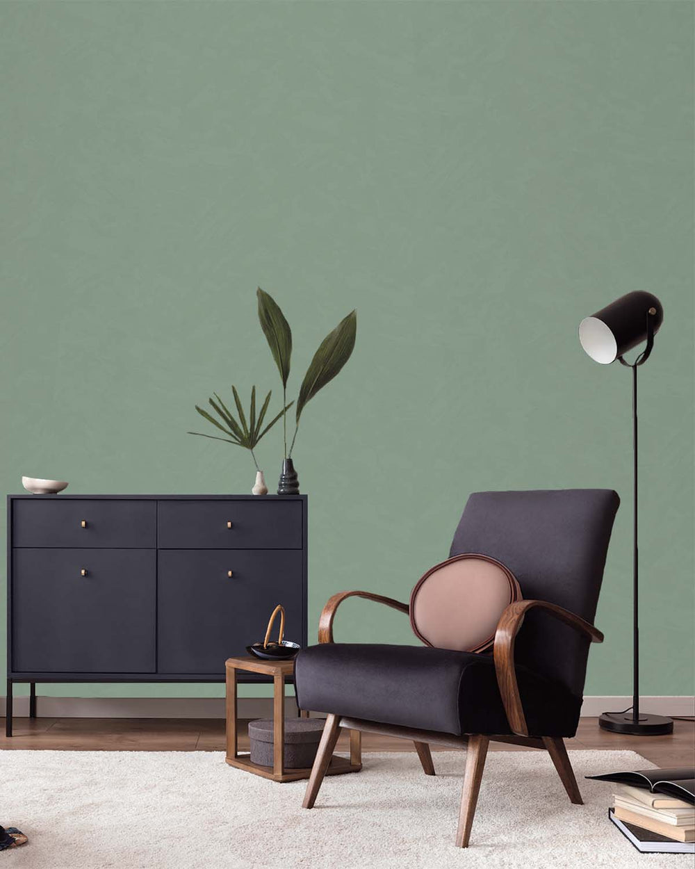 Sea Green Simple Plain Wallpaper R9162
