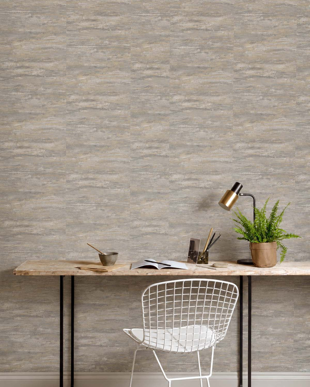 Grey Brushstroke Abstract Metallic Wallpaper R9212
