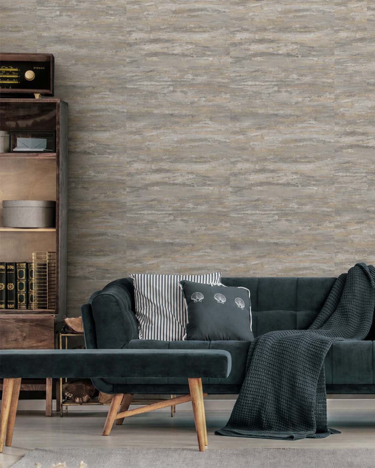 Grey Brushstroke Abstract Metallic Wallpaper R9212