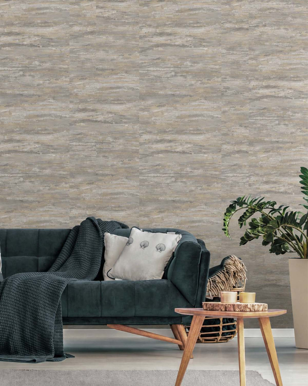 Grey Brushstroke Abstract Metallic Wallpaper R9212