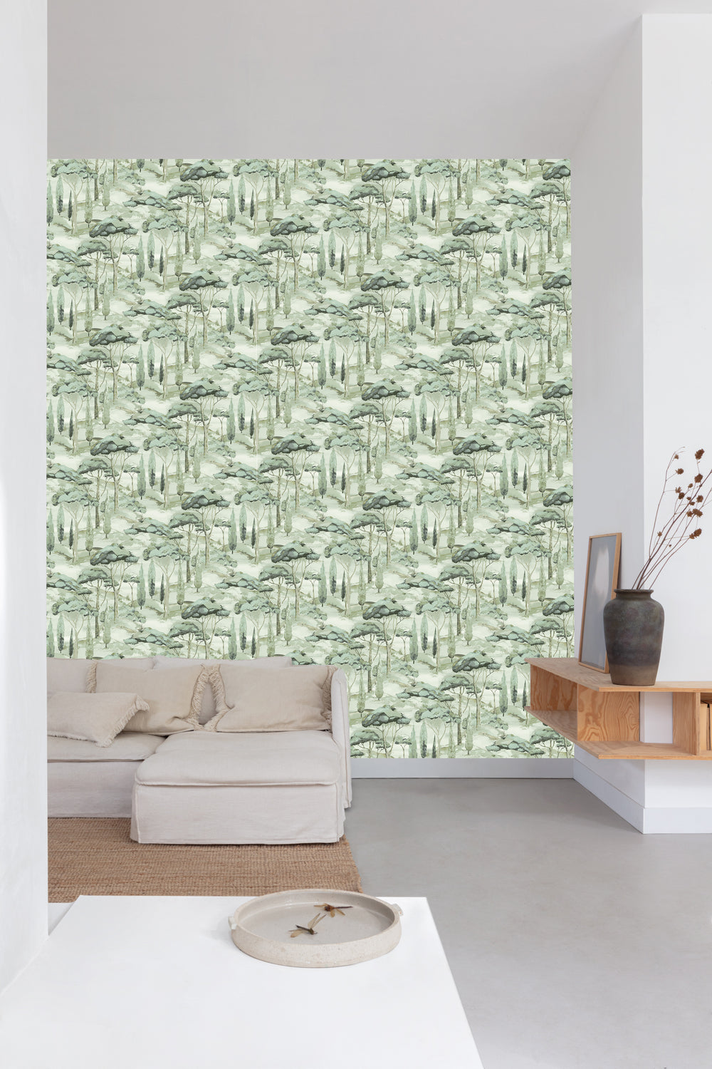 Green Watercolor Scenic Tree Tropical Wallpaper R9214