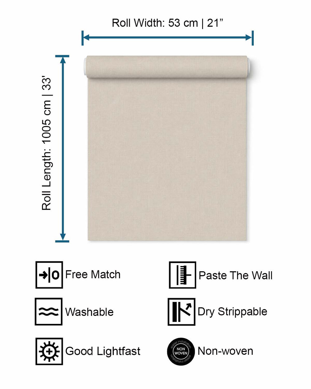 Beige Plain Textured Wallpaper R9230