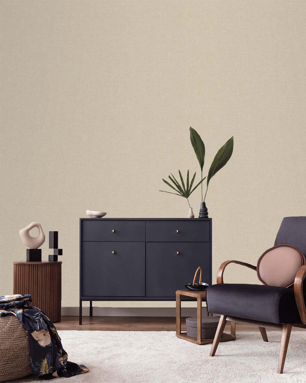 Taupe Plain Textured Wallpaper R9231
