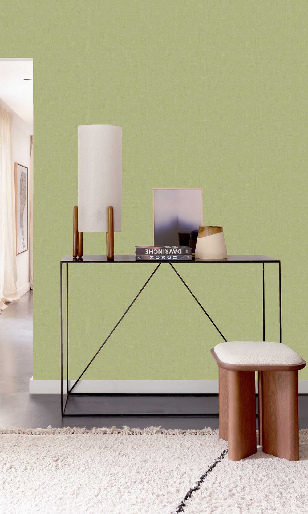 Green Plain Textured Wallpaper R9233
