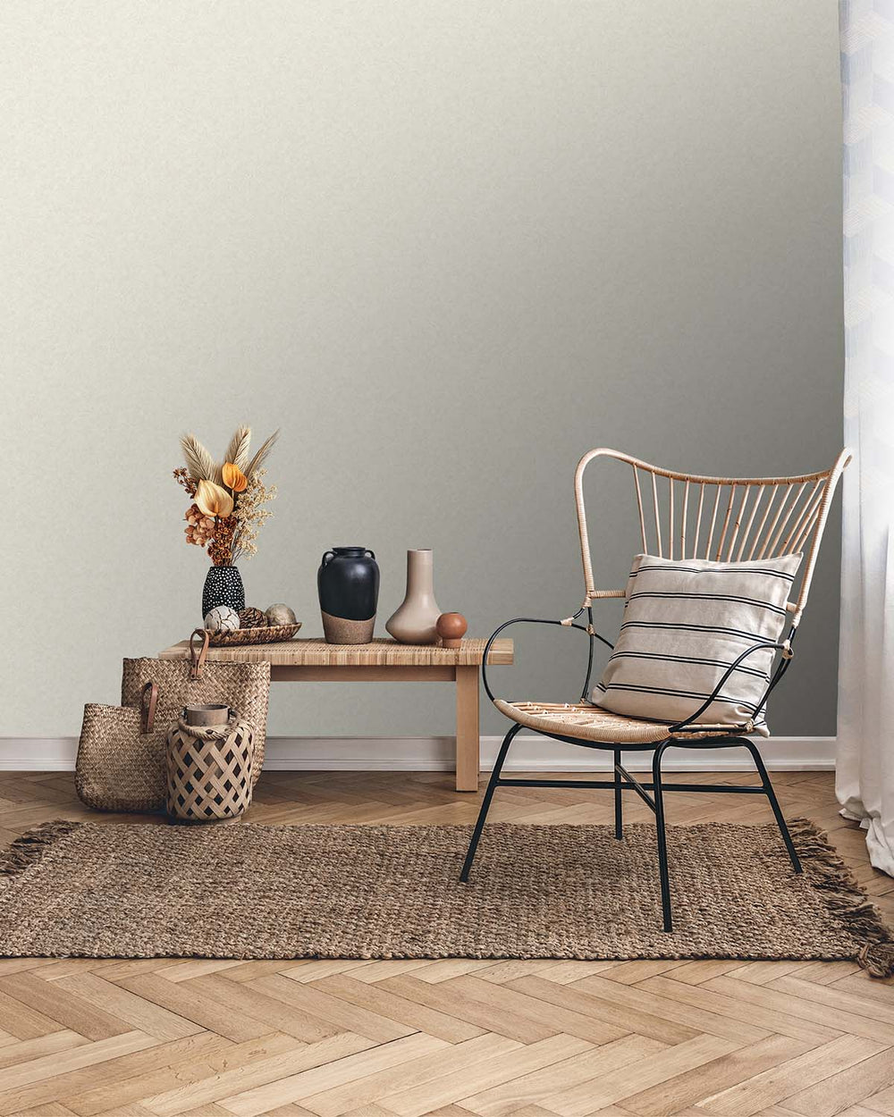 Beige Natural Plain Wallpaper R9250