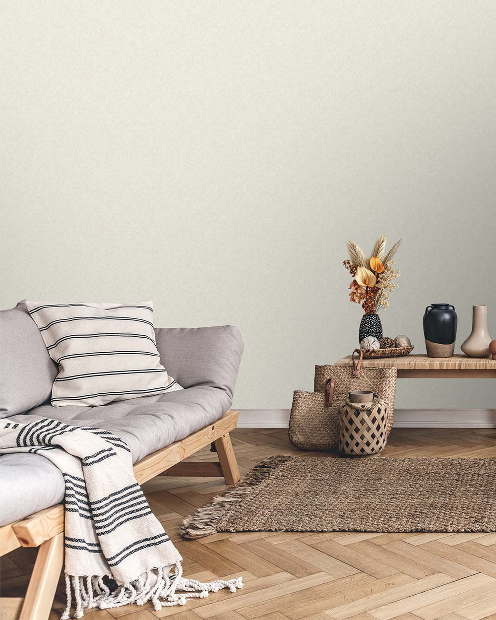 Beige Natural Plain Wallpaper R9250