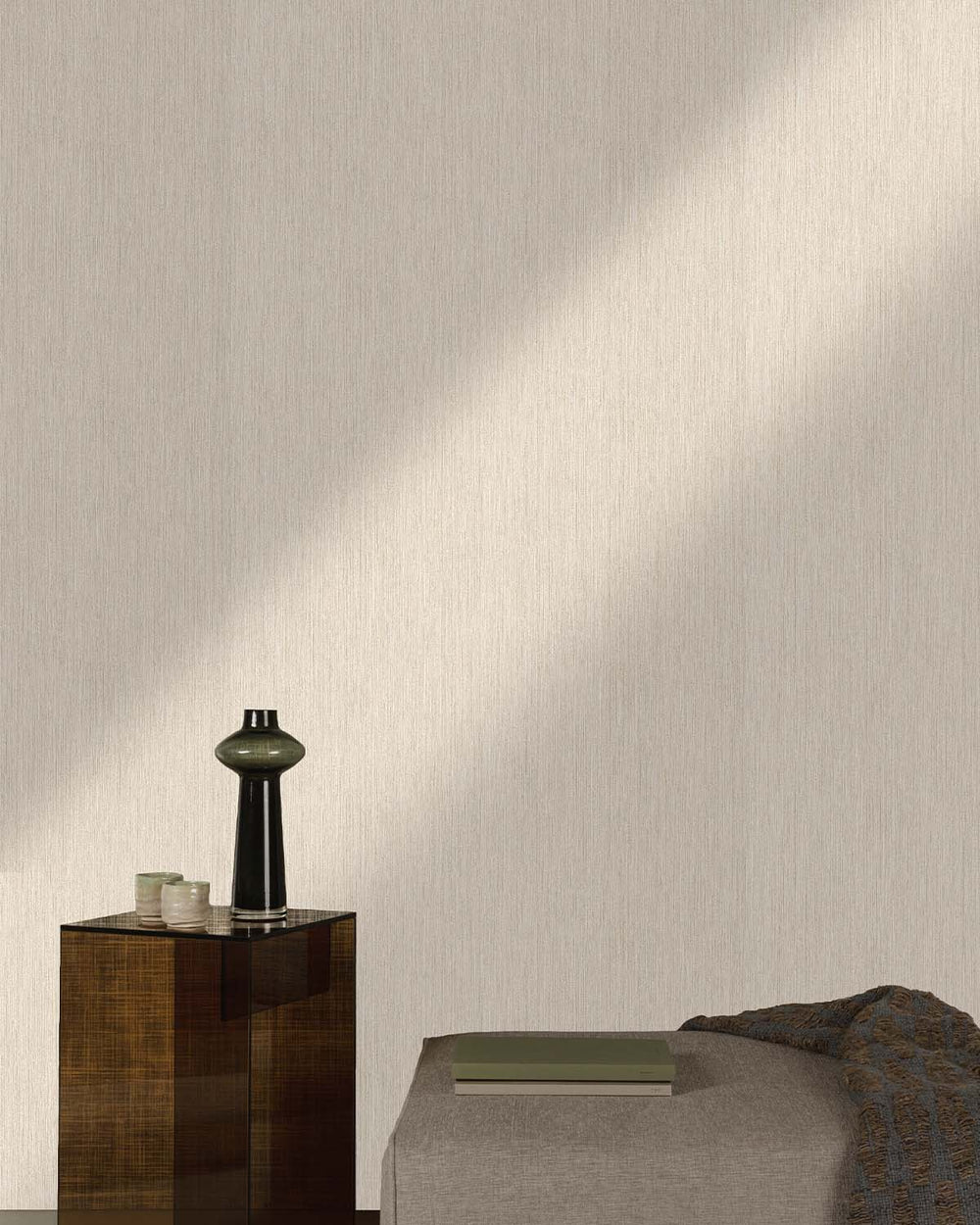 Beige Vertical Plain Textured Wallpaper R9283