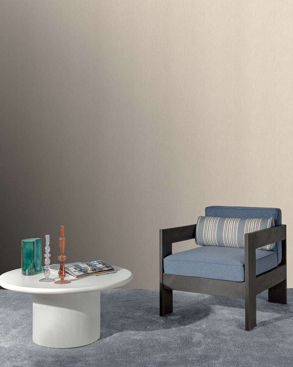 Beige Vertical Plain Textured Wallpaper R9283