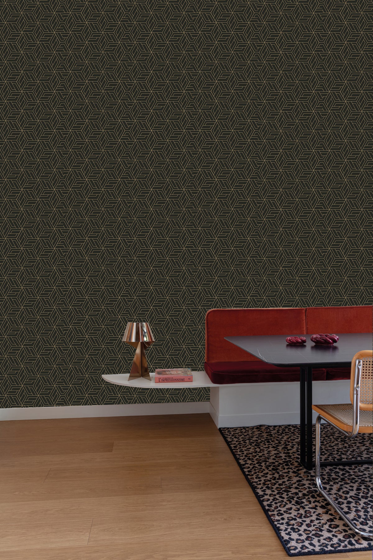 Black Abstract Geometric Interlink Wallpaper R9286