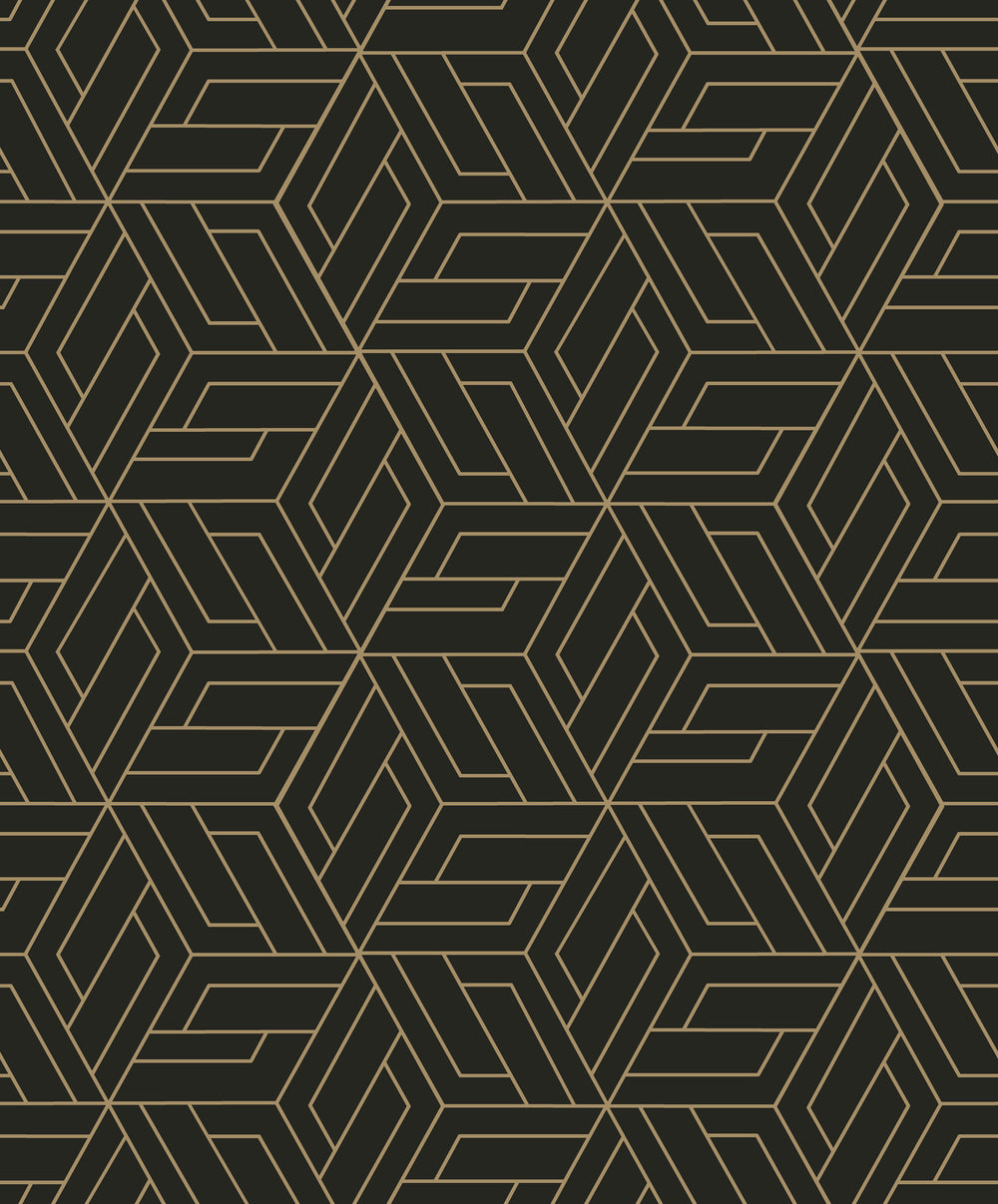 Black Abstract Geometric Interlink Wallpaper R9286