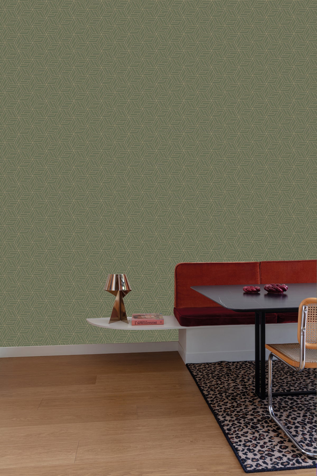 Green Abstract Geometric Interlink Wallpaper R9287