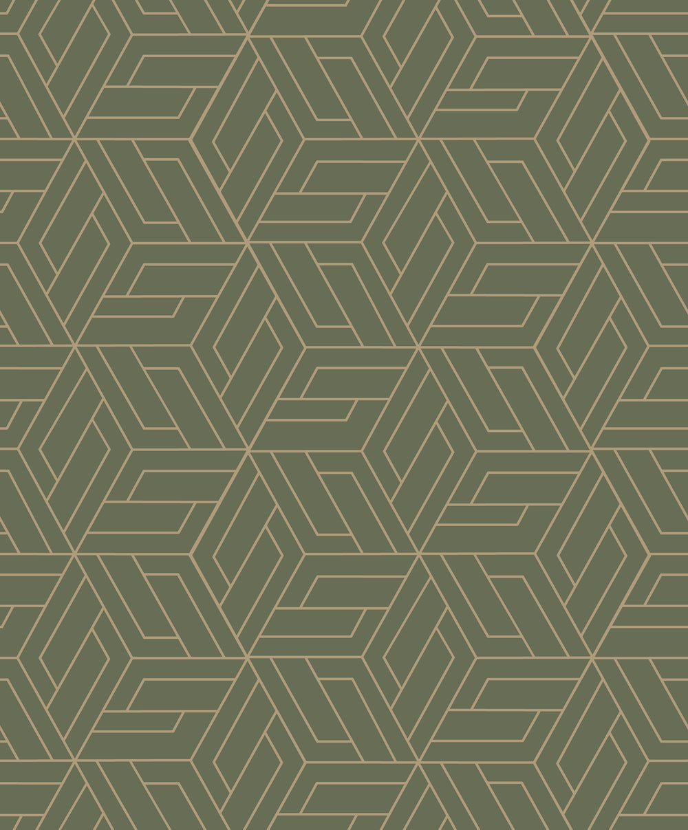 Green Abstract Geometric Interlink Wallpaper R9287