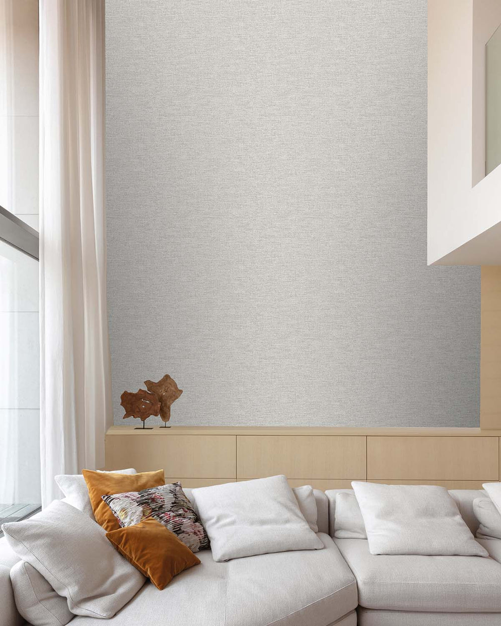 Grey Plain Textile Wallpaper R9326