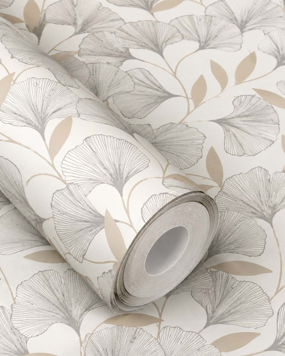 White Ginko Leaves Tropical Wallpaper R9336