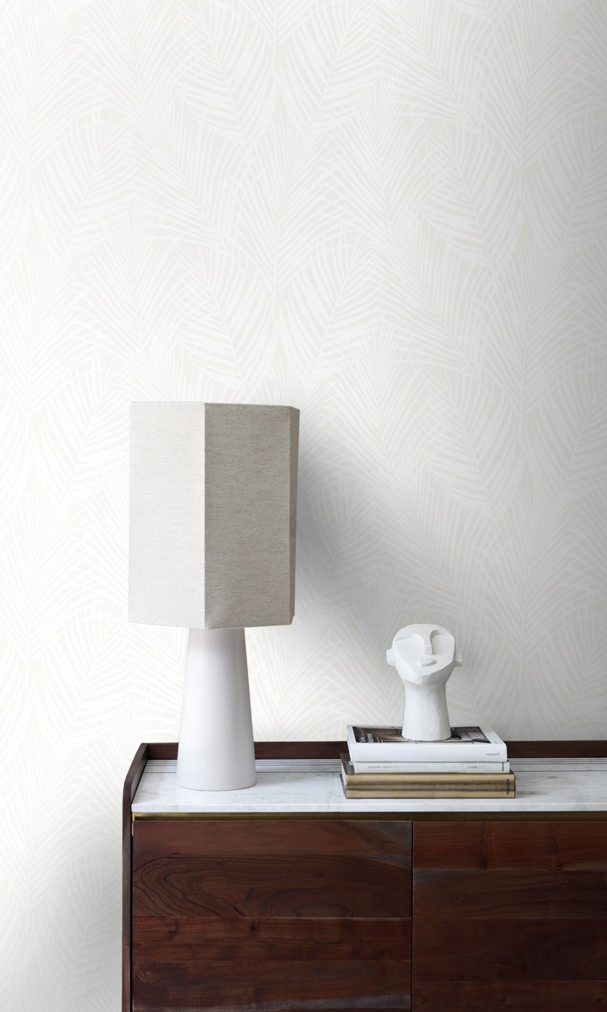 White Palm Leaves Wallpaper R9379