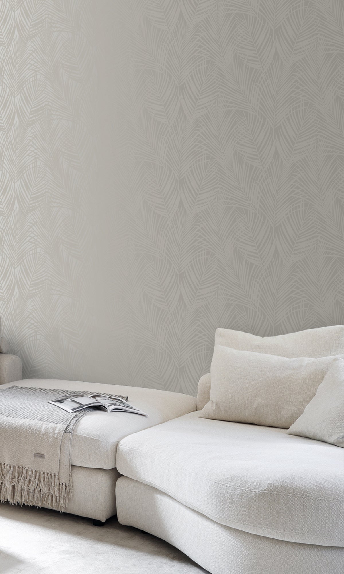 Beige Palm Leaves Wallpaper R9381