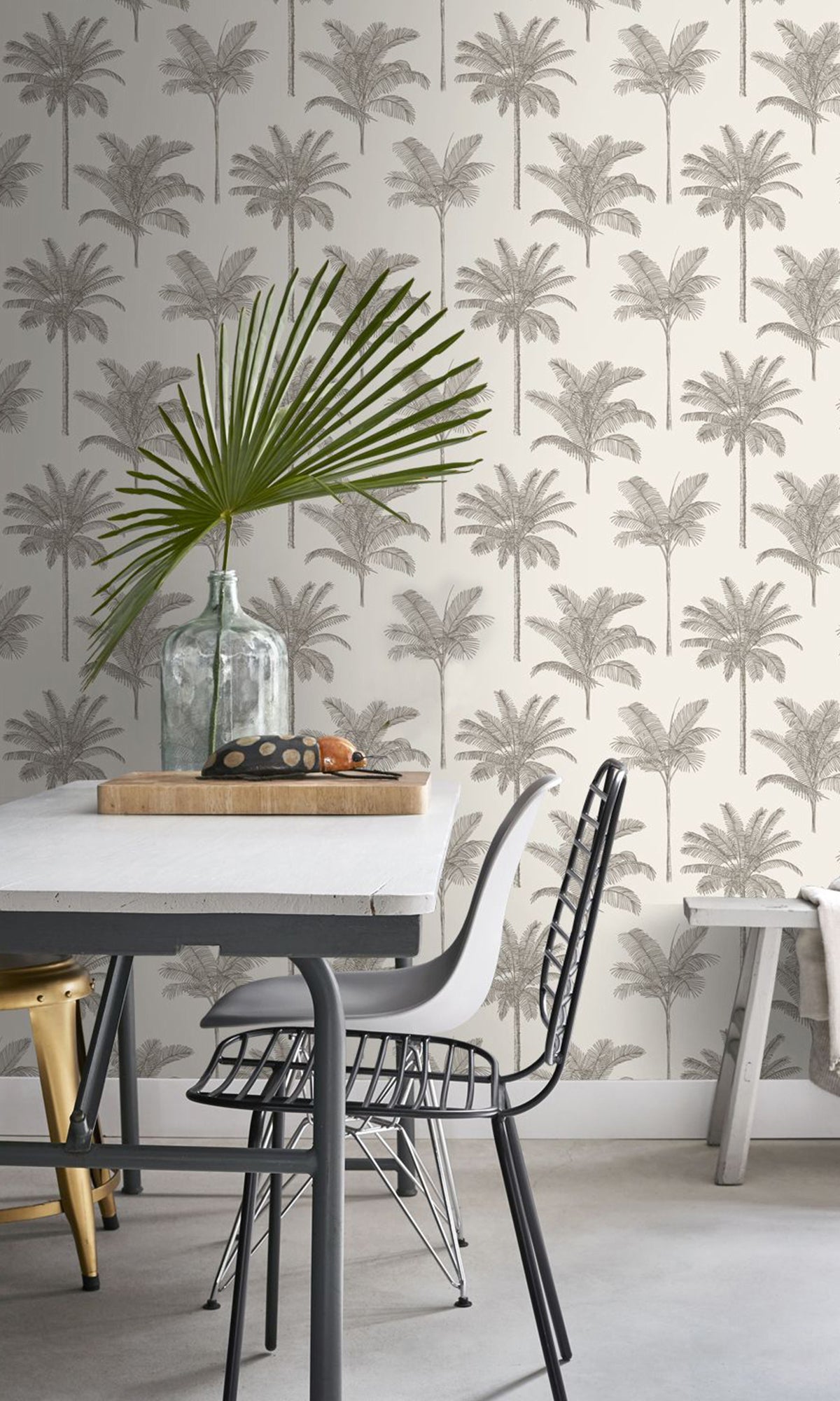 Light Beige Palm Trees Wallpaper R9387