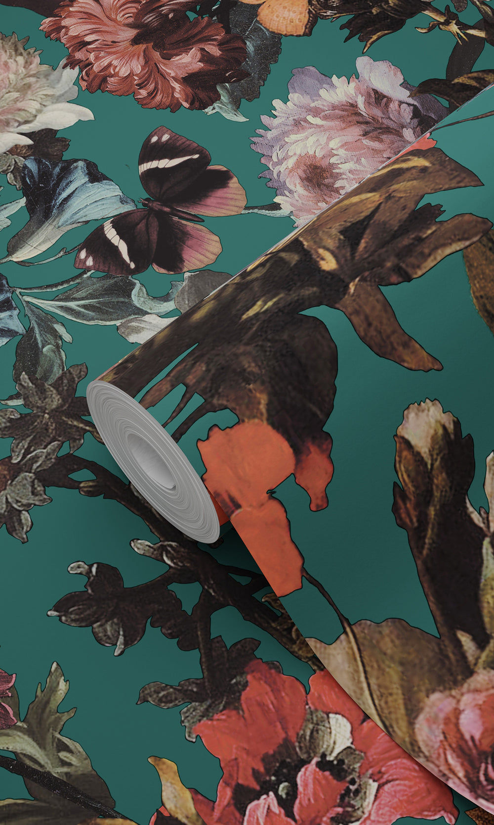 Emerald Green Paradise Flowers Wallpaper R9392