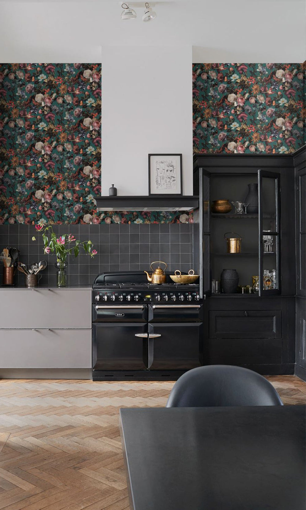 Emerald Green Paradise Flowers Wallpaper R9392
