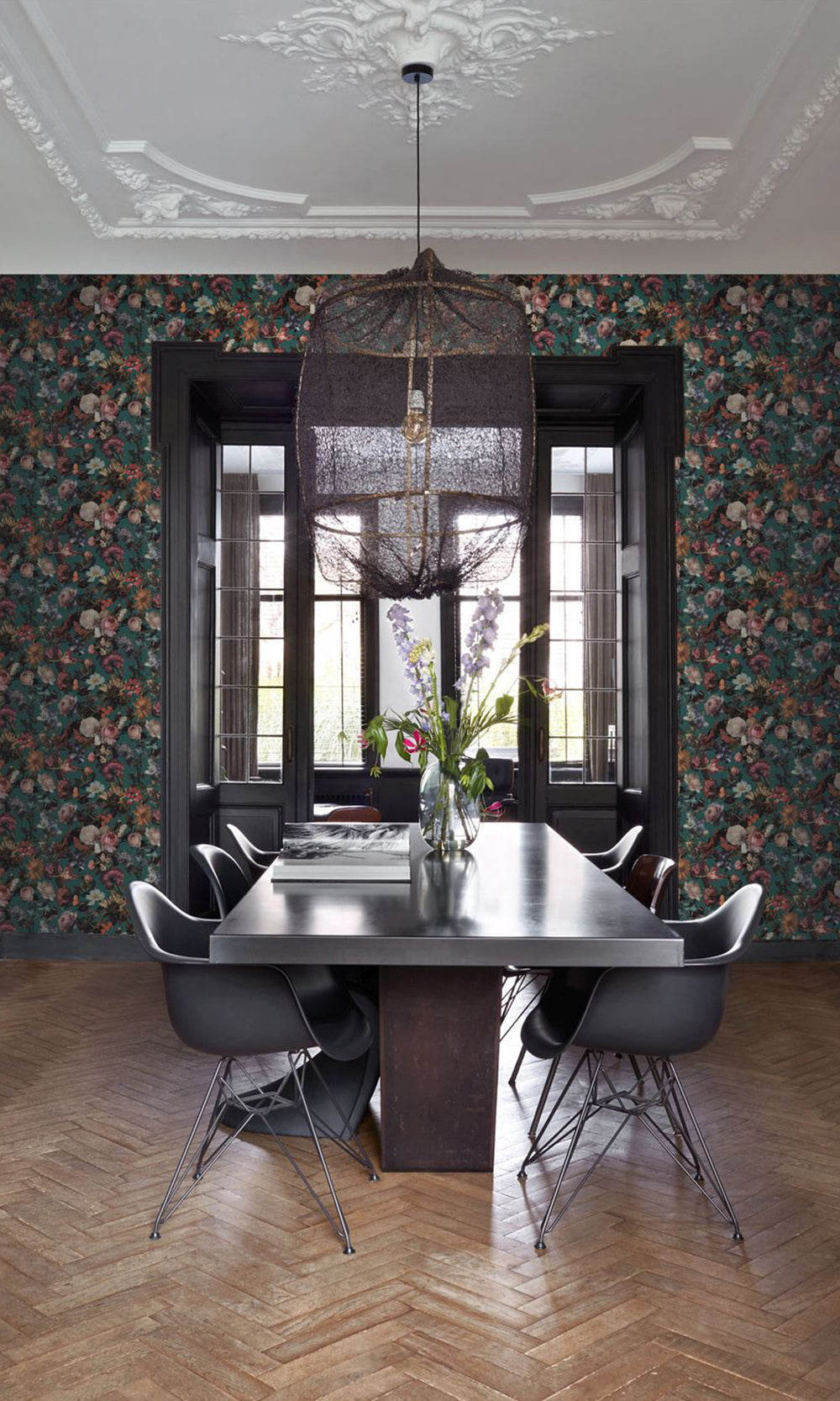 Emerald Green Paradise Flowers Wallpaper R9392