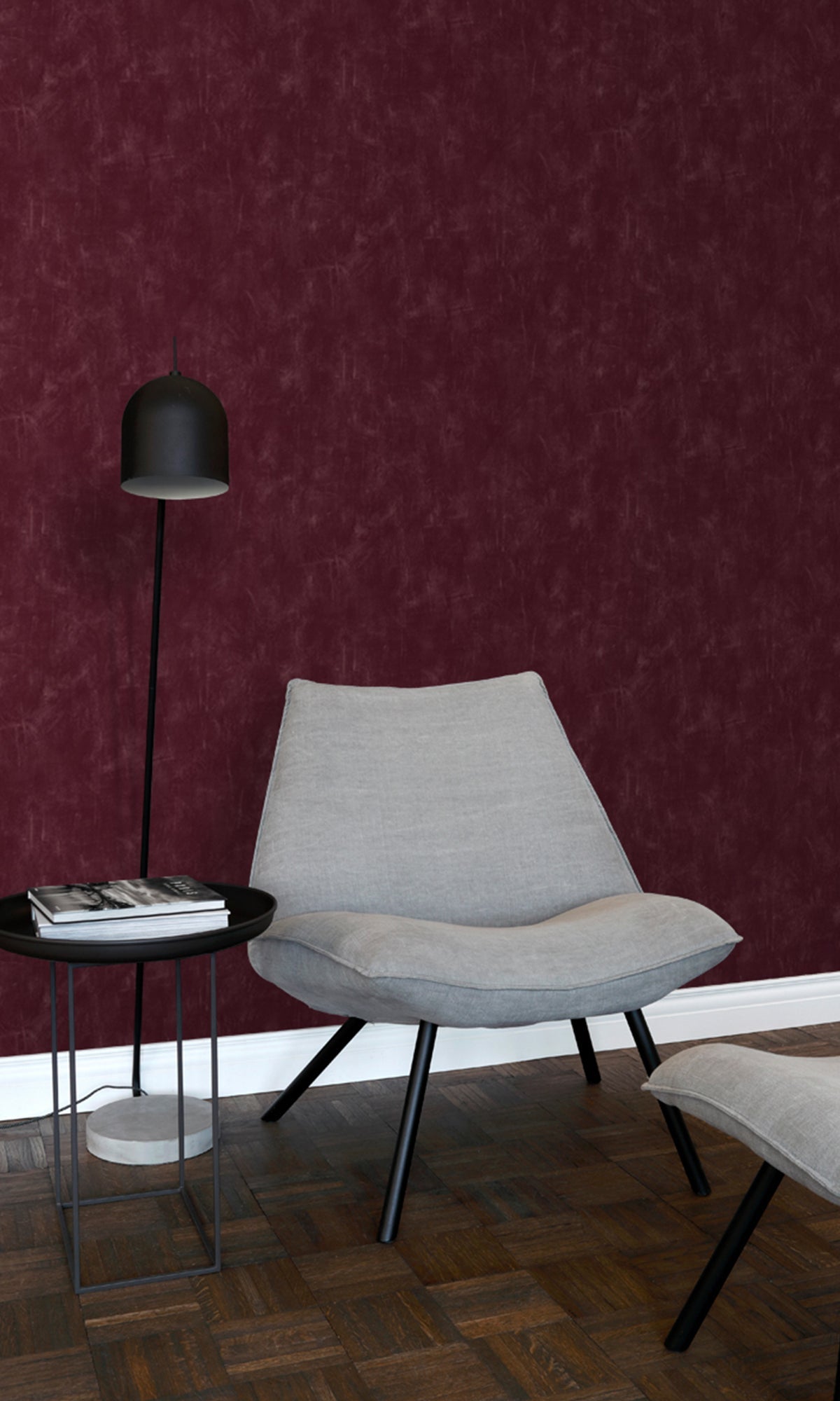 Burgundy Red Plain with Painterly Effect Wallpaper, flock wall paper, flock wallpaper, vintage flock wallpaper, contemporary flock wallpaper, modern flock wallpaper, flock wallpaper for homes, flock wall d‚àö¬©cor, flock wall covering
