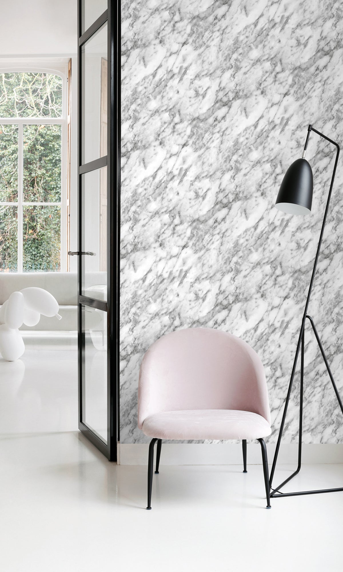 Black and White Art Deco Marble Wallpaper R9434