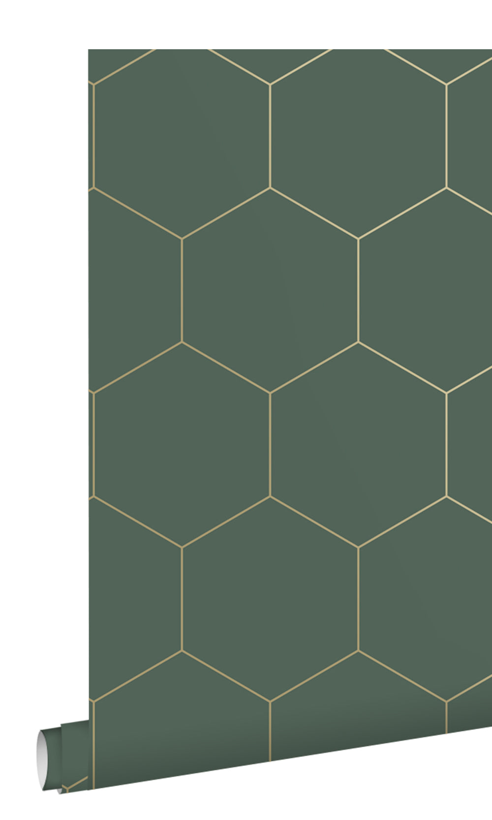 Dark Green and Gold Art Deco Honeycomb Wallpaper R9439