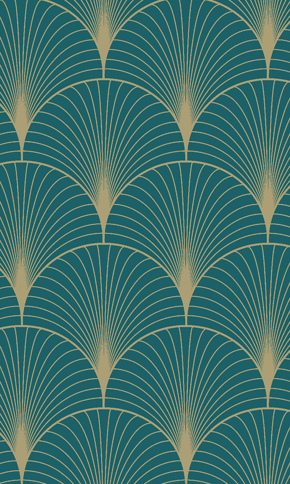 Green and Gold Art Deco Motif Wallpaper R9443