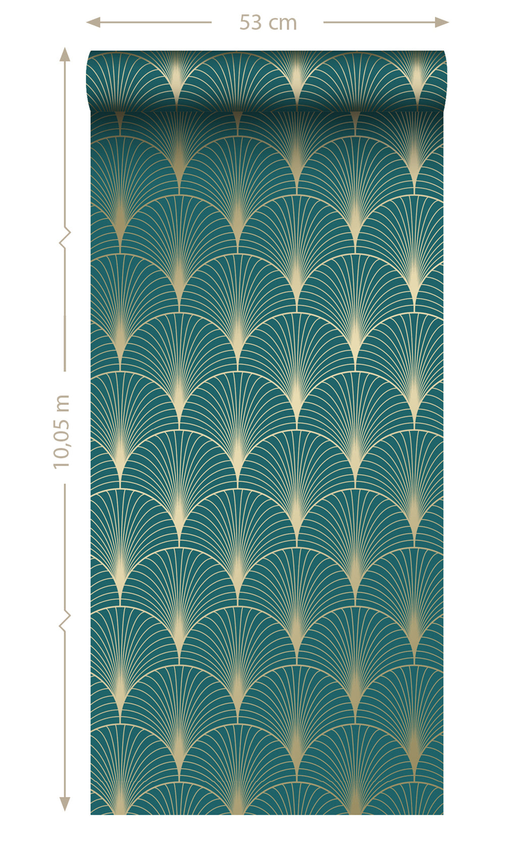 Green and Gold Art Deco Motif Wallpaper R9443