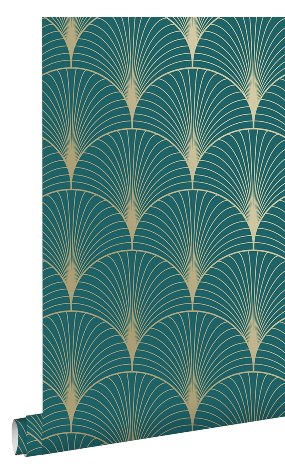 Green and Gold Art Deco Motif Wallpaper R9443