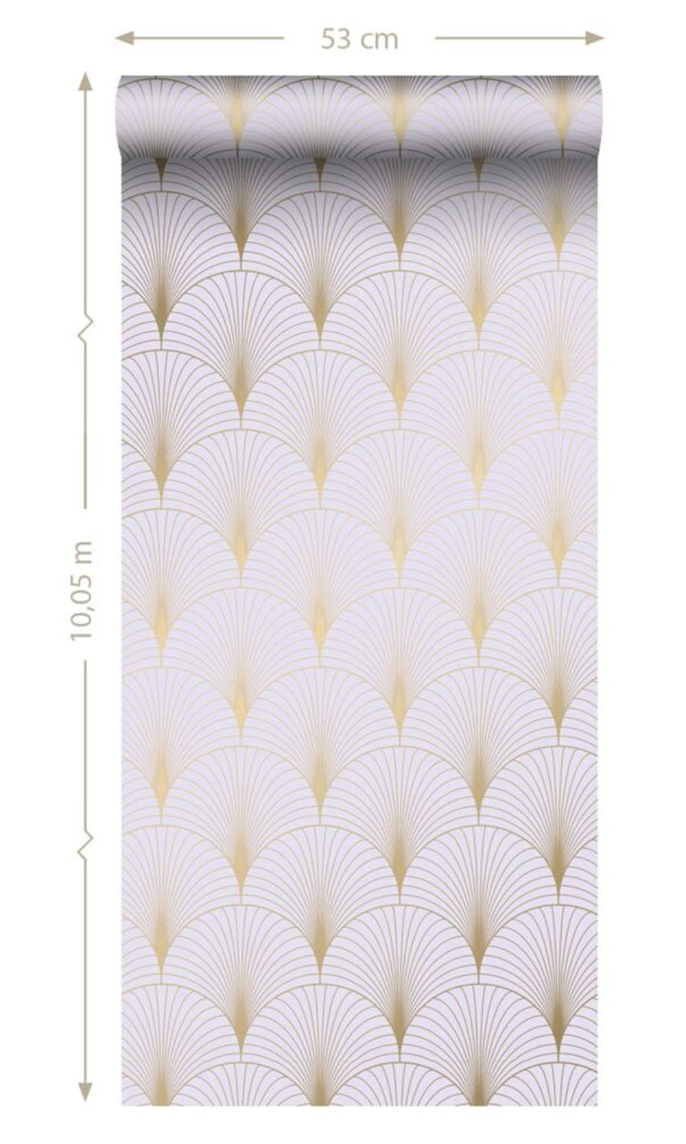 Lilac Purple and Gold Art Deco Motif Wallpaper R9447