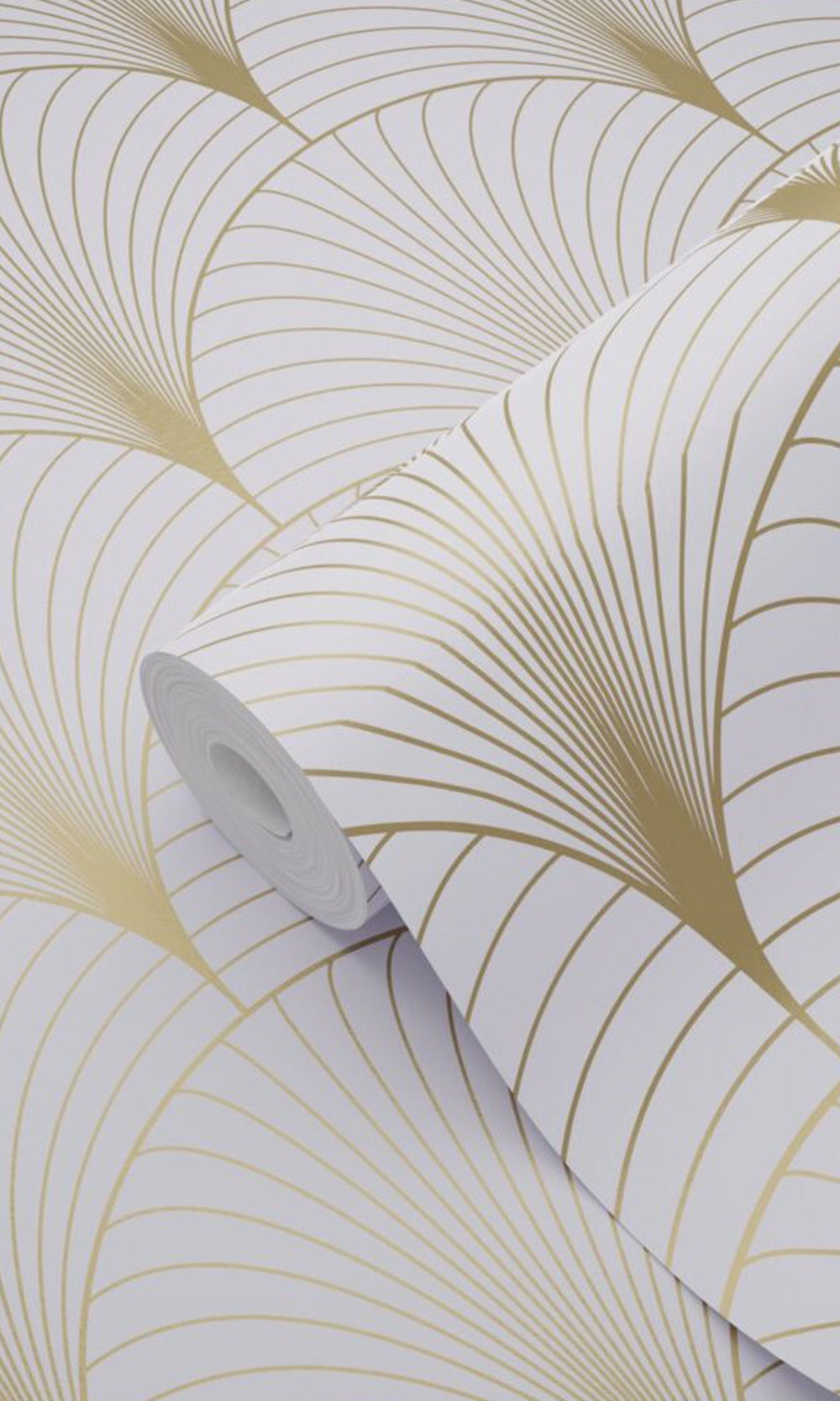 Lilac Purple and Gold Art Deco Motif Wallpaper R9447