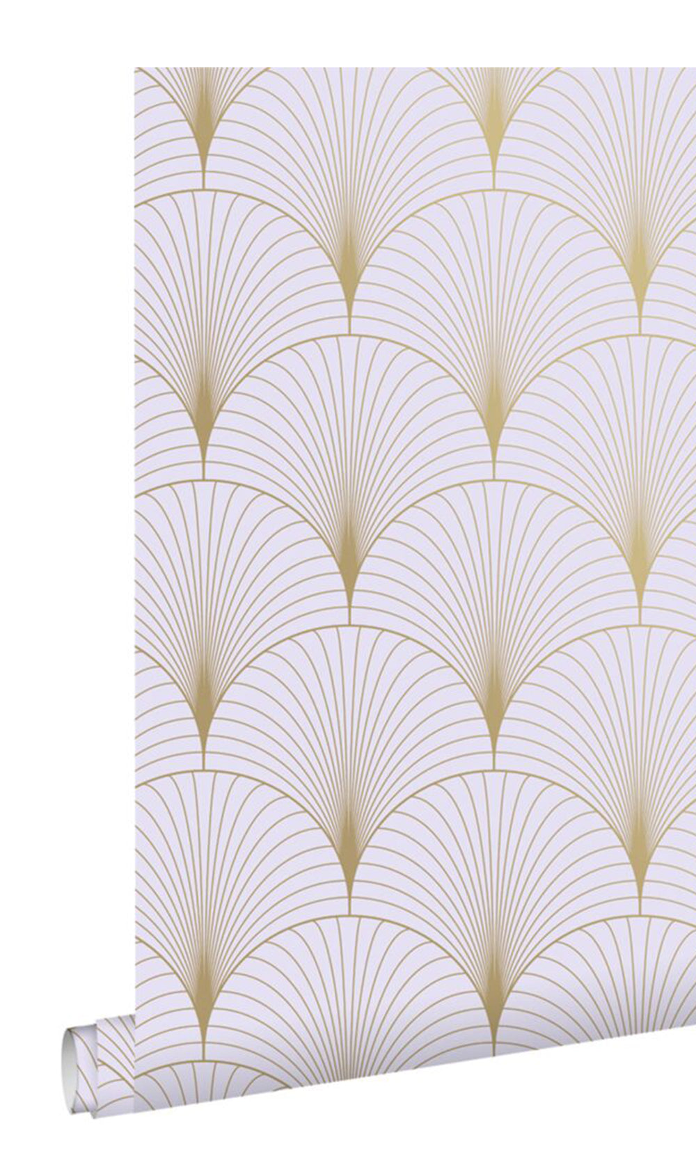 Lilac Purple and Gold Art Deco Motif Wallpaper R9447