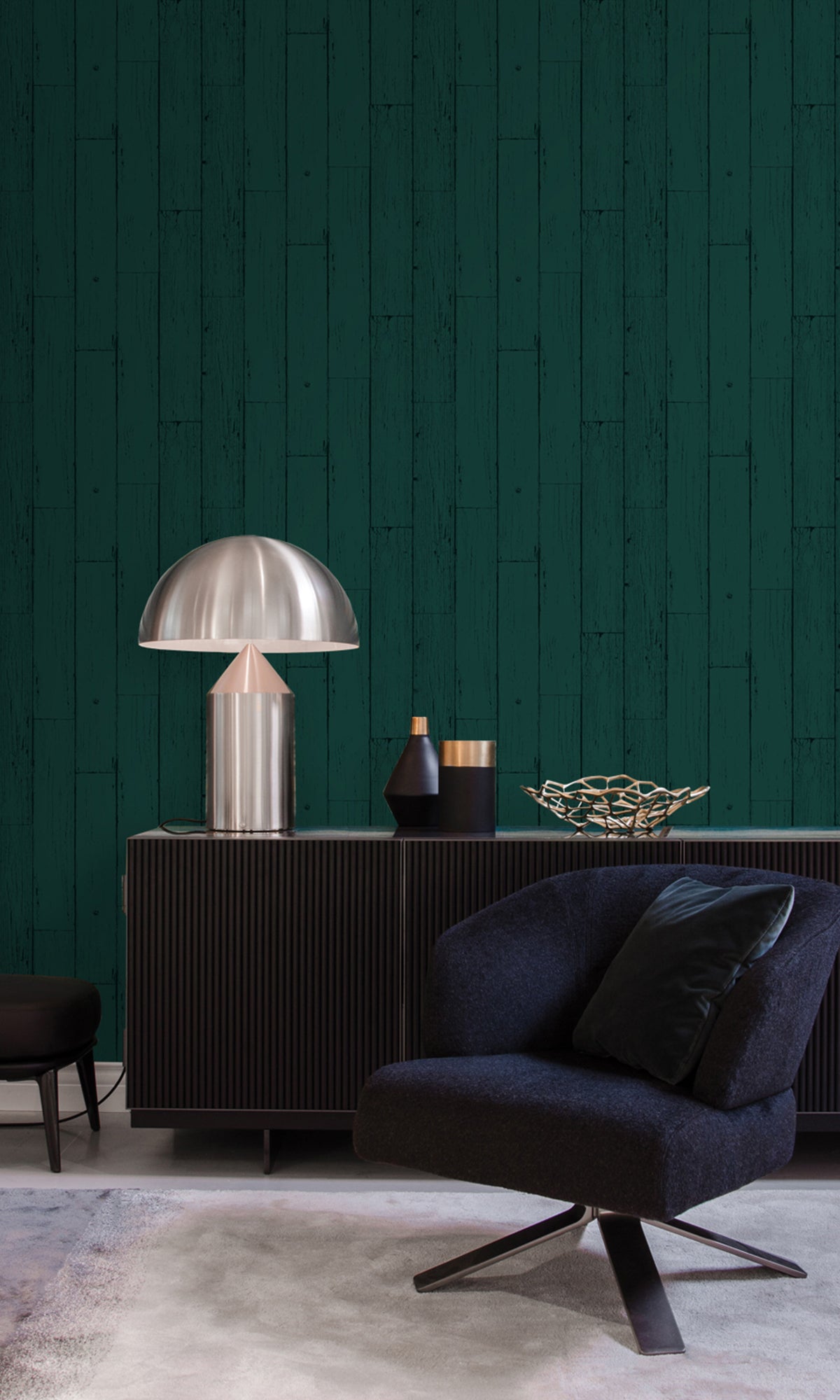 Emerald Green Weathered Wooden Planks Wallpaper R9463