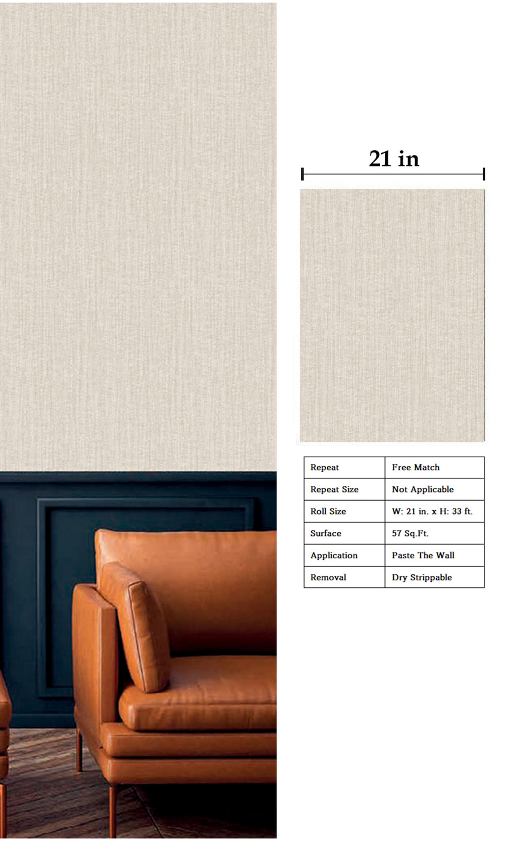 Papyrus Creme Abstract Plain Textured Wallpaper R9475