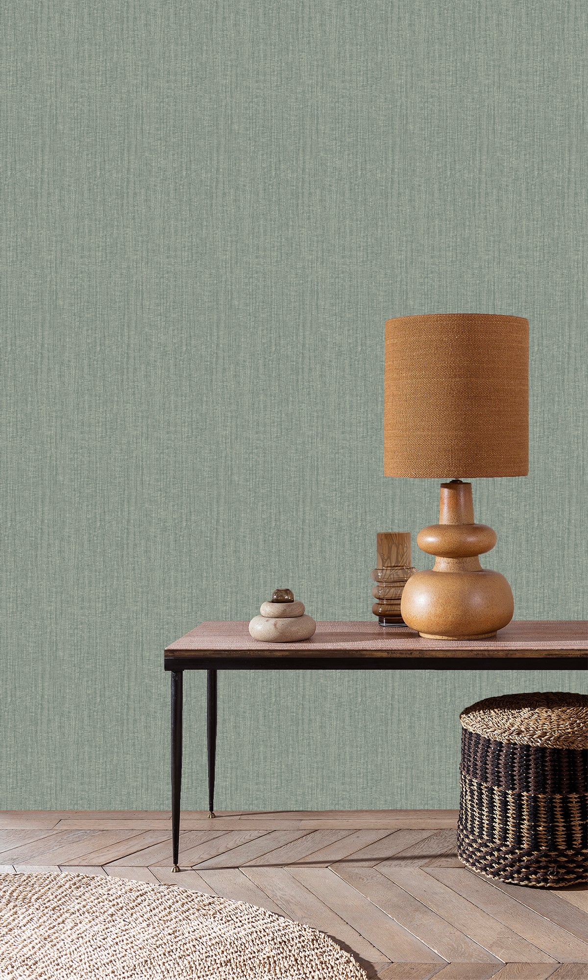 Papyrus Sage Abstract Plain Textured Wallpaper R9476