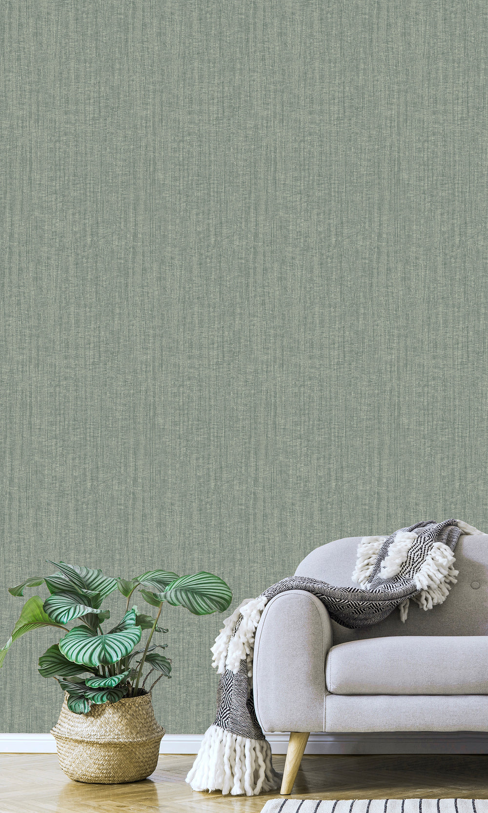 Papyrus Sage Abstract Plain Textured Wallpaper R9476