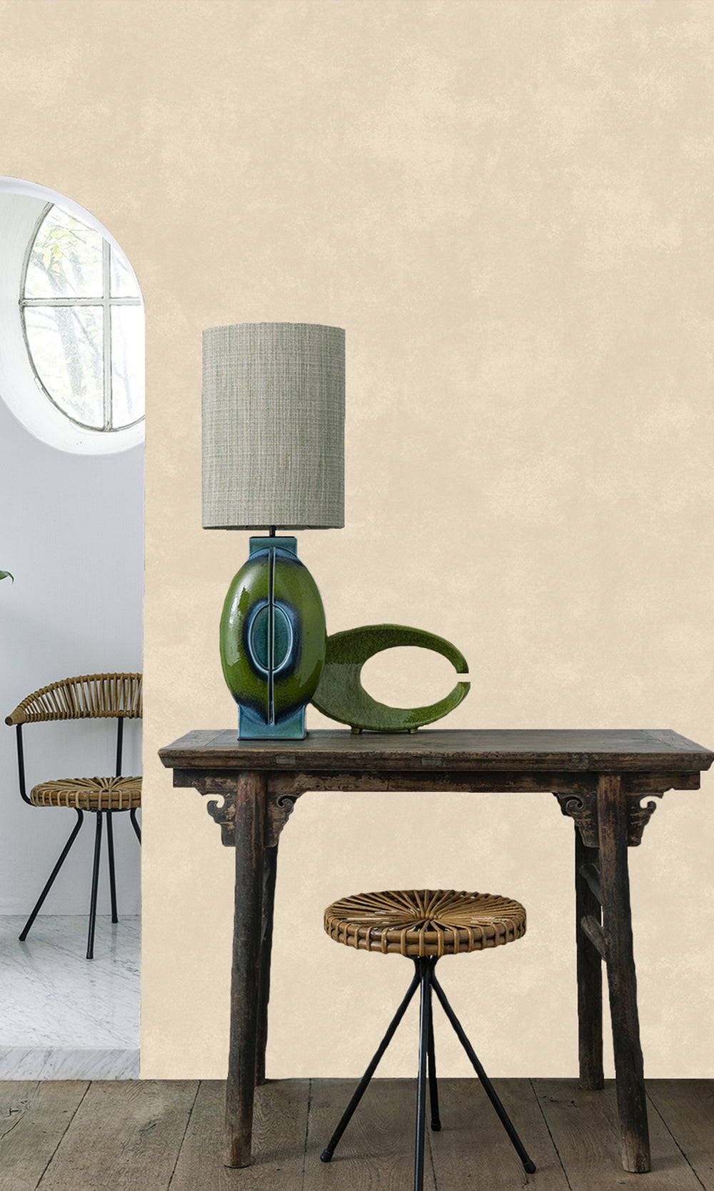 Velvet Creme Abstract Plain Textured Wallpaper R9478