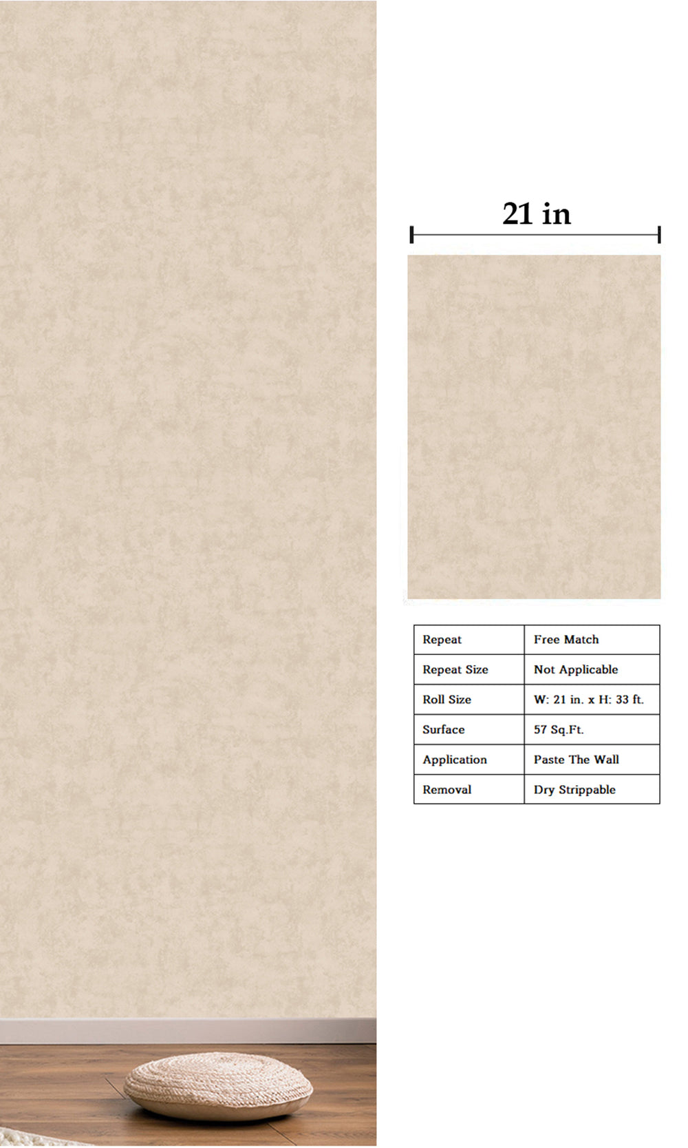 Velvet Beige Abstract Plain Textured Wallpaper R9479