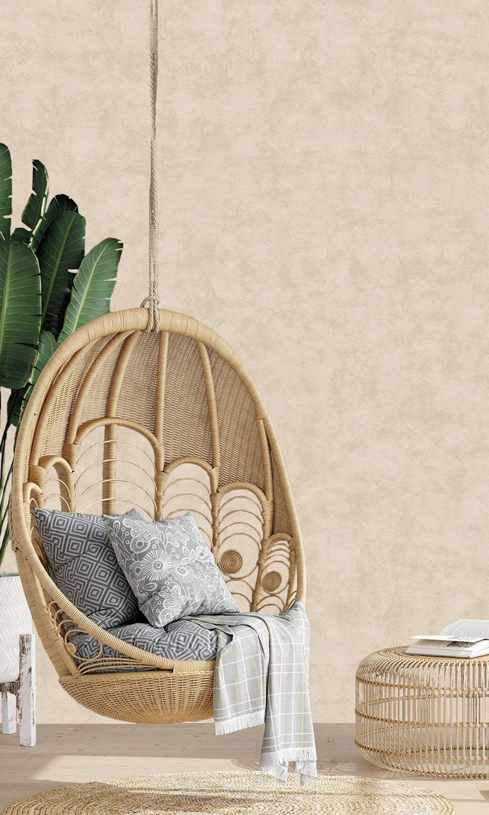 Velvet Beige Abstract Plain Textured Wallpaper R9479