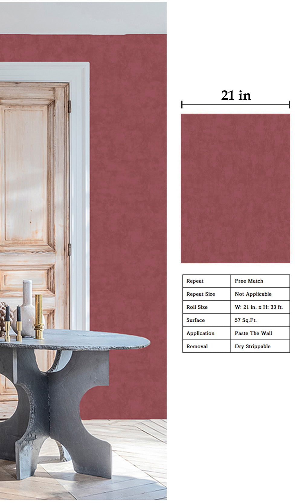Velvet Parme Abstract Plain Textured Wallpaper R9485